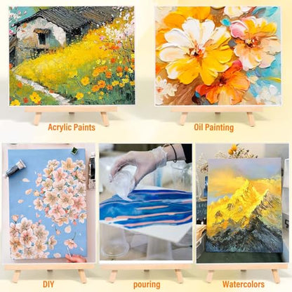 Canvas Painting Party Kit for Adults, 24 Pack 8 x 10 Inch Canvas Boards and Wooden Easels Stands for Group Painting Sip and Paint Night - style: Canvas and Easel 24