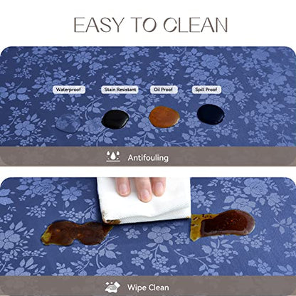 Romanstile Waterproof Vinyl Tablecloth Rectangle, 60 x 144 Inch, Rose Navy Blue - color: Rose Navy Blue, size: 60" x 144" (Rectangular)