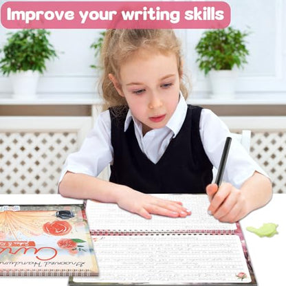 gisgfim 2 Pack Grooved Cursive Handwriting Workbook Magic Grooved Cursive Reusable Handwriting Practice with Disappearing Ink Pens Learning Activities Supplies (Jokes Riddles&Inspiring Quotes) - style: Inspirational Sentences+Jokes