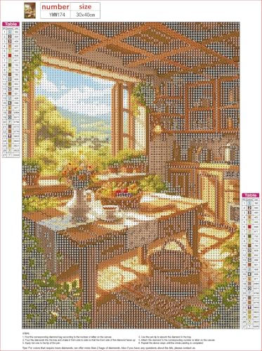 MXJSUA Cozy Kitchen Diamond Art Painting Kits for Adults, Full Drill 5D Round Dots Diamonds Paint Picture for Beginners, Gem Art Painting Craft Kits for Home Decor Gift 12x16 inch - color: Cozy Kitchen