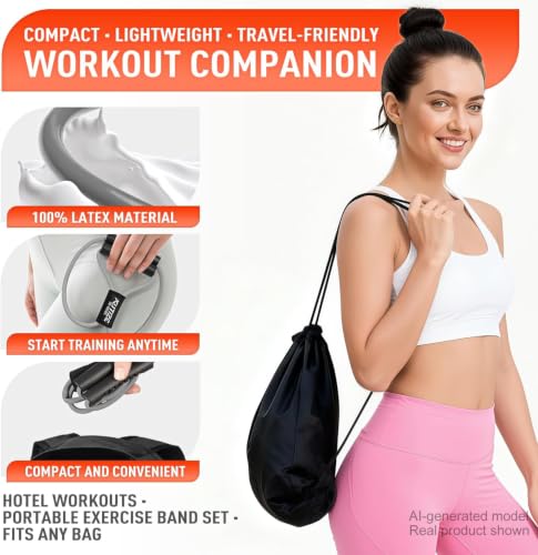 Figure 8 Resistance Bands for Arm, Back – 3-Level Latex Heavy Exercise Bands with Handles for Strength Training, Full Body Workout, Physical Therapy, Pilates, Yoga, Home Gym Equipment for Women - color: 1-Black
