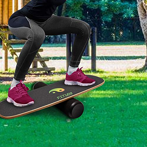 Fitlaya Fitness Balance Board Trainer Wooden Training Equipment for Fitness Workout, Hockey‎, Skateboarding, Surfing and Snowboarding - style: YING YANG