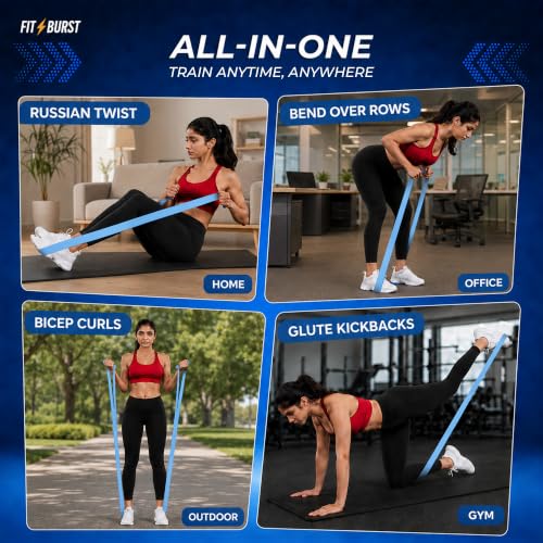 76-Inch Fabric Resistance Band for Full Body Workouts, Wide Non-Slip 120 LB - color: Blue