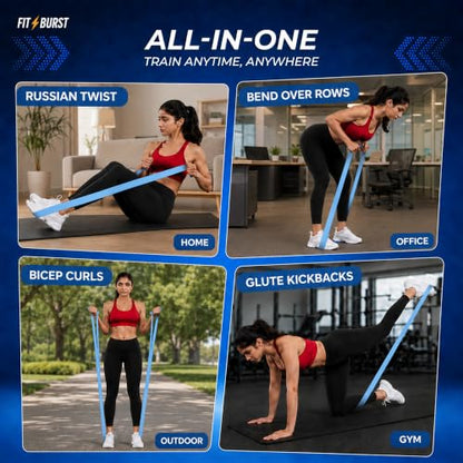 76-Inch Fabric Resistance Band for Full Body Workouts, Wide Non-Slip 120 LB - color: Blue