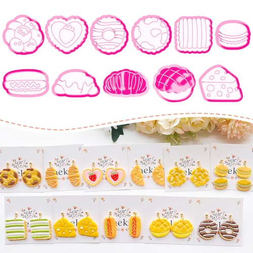 French Patisserie Polymer Clay Cutters Set - 11pcs Sweet Bakery Shapes Including Macaron, Donut, Croissant, Cheesecake & Tart for DIY Earring Jewelry, Soft Clay Crafts, Scrapbooking Decor - color: G2 color