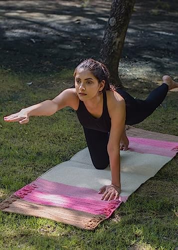 Jaipur art & Rugs Cotton Yoga Mat - Eco-Friendly Hand-Woven Rug - Non Slip & Thick (24”x72”x5mm) for Everyday Fitness at Home - Comfortable Extra-Long - color: Multicolor 10