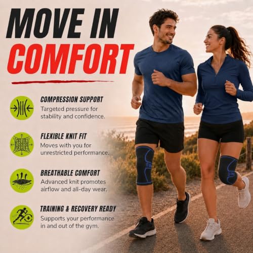 UFlex Athletics Knee Brace for Men and Women Knee Compression Sleeve Knee Support Wraps for Arthritis Joint Pain Relief, Workout, Swelling, Sports, Circulation, Running, & ACL Recovery - color: Blue, size: Small