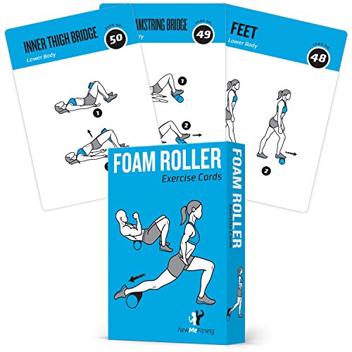 NewMe Fitness Foam Roller Workout Cards - 62 Jumbo Exercise Deck
