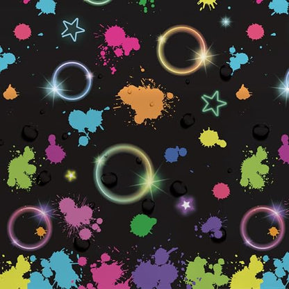 Srua Don Neon Glow Party Decorations Tablecloth, Neon Table Cover, 3 Pack | Disposable Graffiti Glow in The Dark Party Table Cloth Supplies for Birthday, 80s 90s Retro Disco, Art Parties, 55in x 86in