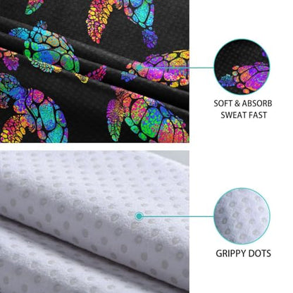 Yoga Mat Towel Colorful Sea Turtles, 73" x 27" - color: Colorful Sea Turtles