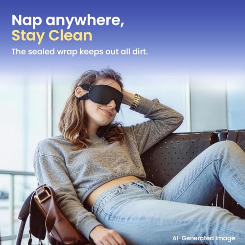 100 Packs Disposable Sleep Masks Bulk, Blackout Blindfolds for Men Women, Soft Eyemasks Adjustable for Sleeping Travel Yoga, Light Blocking Night Eye Mask for Party Games Team Building