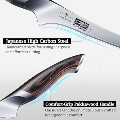 HOSHANHO BBQ Carving Knife Set, Brisket Slicing & Boning Knife for Meat | Professional Ultra Sharp Butcher Carving Knife in Japanese High Carbon Steel, Ergonomic Handle, Gift for Chefs - size: 7"