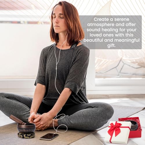 DOMESTAR Tibetan Singing Bowl Set, Authentic Handmade Meditation Bowl | Stress Relief Yoga Setwith Striker &, Cushion for Sound Therapy, Chakra Healing, Spiritual Gatherings