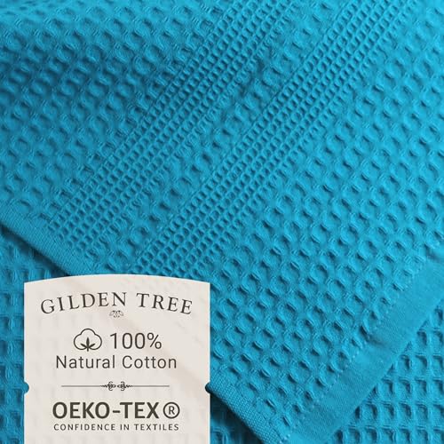 GILDEN TREE Waffle Hand Towels for Bathroom Quick Dry Towel Super Absorbent Thin 100% Cotton Lint Free, Hand Towels for Bathroom Set of 2, Classic Style (Aqua) - color: Aqua, size: Hand Towel (2 Pack)