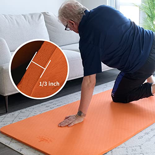 Hatha Yoga TPE Yoga Mat 72"x 27"x1/3" Non-slip Exercise Mat | Thick Eco-friendly Workout Mat for Home, Yoga, Pilates & Floor Workouts - color: orange