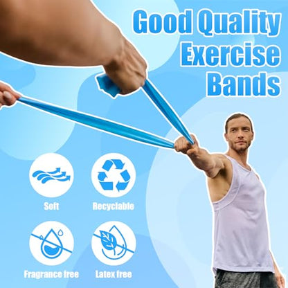 Shappy 20 Pcs Resistance Bands Bulk 4.9 ft Long Non-Latex Exercise Elastic Stretch Work Out Bands for Women Men Pilates, Physical Therapy, Strength Training, Yoga, Workout - color: Blue