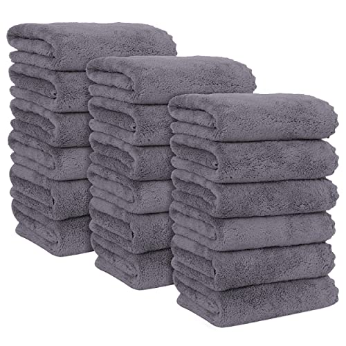 MOONQUEEN 18 Pack Premium Hand Towels - Quick Drying - Microfiber Coral Velvet Highly Absorbent Towels - Multipurpose Use as Hotel, Bathroom, Shower, Spa, Hand Towel 16 x 28 inches (Gray) - color: Gray, size: Hand Towels - 18 Pack