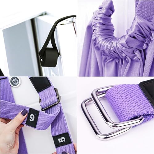 Aerial Yoga Rope for Door,Yoga Door Swing,Leg Stretcher Strap - color: purple.