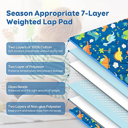 Sivio Cotton Weighted Lap Blanket, 20"x30" 3 lbs, Blue Dinosaur - color: Blue Dinosaur, size: 20"x 30" 3lbs