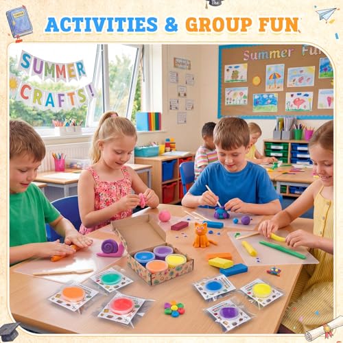 VioraWhite 48 Pcs Back to School Air Dry Clay Set with Card and Gift Bags DIY Clay Model Arts and Crafts Gift Graduation Party Favors Prizes for Kids Students Children Classroom - style: Back to School