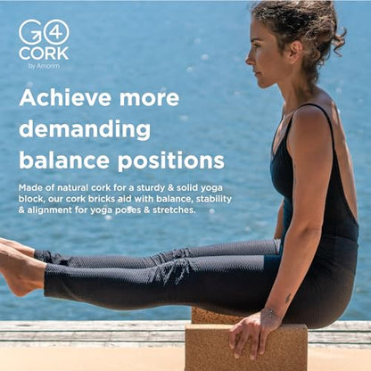 Go4Cork Cork Yoga Block Bundle | Slim, Large & Egg Shapes | Non-Slip, Eco-Friendly Yoga Blocks for Yoga, Pilates & Meditation