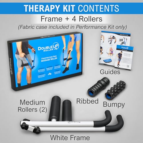 DoubleUP Roller D4 Leg & Arm Massager, Metal Frame + 4 Rollers, White - color: White
