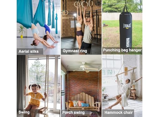 Swing Hanger Ceiling Mount with Double Bearing Hanging Chair Hanger 900 LB Capacity Stainless Steel Hammock Hardware 360° Swing Hook for Aerial Silks, Punching Bag, Hanging Chair, Gymnast Ring - color: 2 Holes Base Silver Swing Hanger