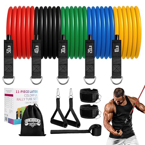 Resistance Bands Set (11-Pack) – Tube Exercise Bands with Handles, Door Anchor & Carry Bag | Home Gym Fitness Equipment for Men & Women | Strength Training, Physical Therapy & Workouts