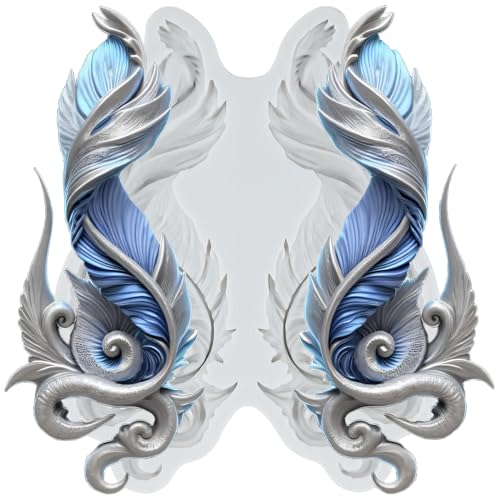 Feather Polymer Clay Molds Baroque Style Feather Silicone Mold | Epoxy Resin Casting DIY Crafts Air Dry Polymer Crafts Supplies Clay Tools - color: Style G