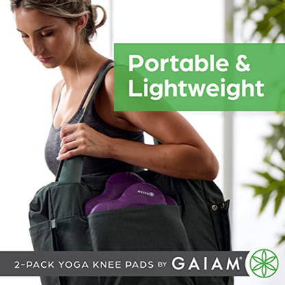 Gaiam Yoga Knee Pads Set of 2, Cushion for Knees & Elbows - color: Purple