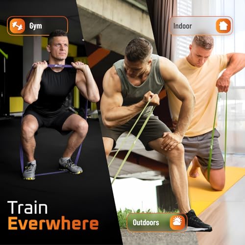 Resistance Bands for Men – Set of 10 - Long Exercise Bands Resistance for Home Workouts, Physical Therapy & Strength Training