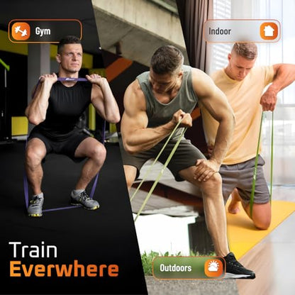 Resistance Bands for Men – Set of 10 - Long Exercise Bands Resistance for Home Workouts, Physical Therapy & Strength Training