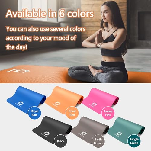 Primasole Thick Yoga Mat, 1/2-Inch Extra Thick NBR Mat with Enhanced Stability - Textured Design, Lightweight Mat with Carrying Strap & Case for Yoga, Pilates, Gym & Home Use (Dark green Colors)