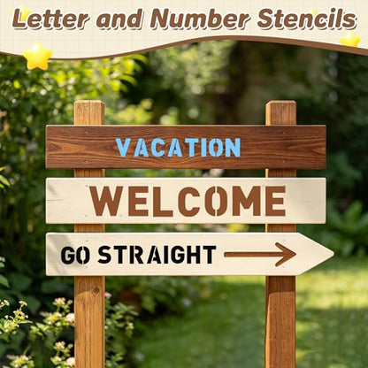 80Pcs Letter Stencils Reusable Letter Number Stencils for Painting,2,3Inch | Reusable Small Plastic Alphabet Number,Drawing Stencil,on Wood,Fabric,Wall, Rock,Art Project Chalkboard - size: 2,3Inch