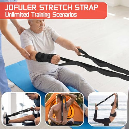 Stretching Strap for Physical Therapy and Home Rehab, 10 Loops - color: Black