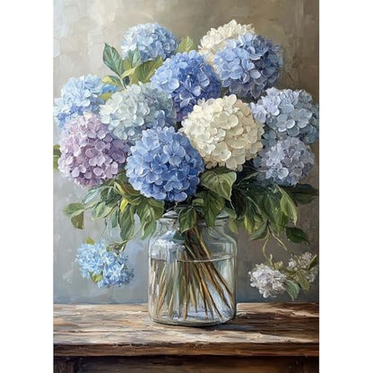 Diamond Art Painting Kits for Adults, Blue Hydrangea Flower Vase Full Drill Diamond Dots Paintings for Beginners, Round 5D Paint with Diamonds Pictures Gem Art Painting Kits DIY Crafts Kits 12x16In - color: Hydrangea