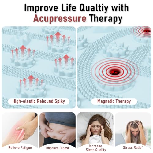 Silicone Acupressure Mat, XL Foot Massage Board with Magnetic Spike | 30x17.7 Inch 3 magnetic pressure points reflexology pad for plantar fasciitis, under standing desk, indoor jogging exercise - color: 30x17.7" Blue