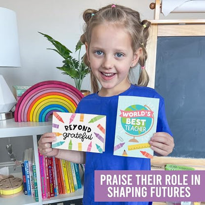 24 Teacher Thank You Cards with Envelopes Teacher Appreciation Cards Bulk - style: Pastel Crayons