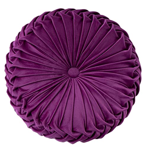 Baiyuruodie Round Velvet Pillow, Sofa Bed Bedroom Decorative Throw Pillow (38cm, Fuchsia) - color: Fuchsia, size: 1 Count (Pack of 1)