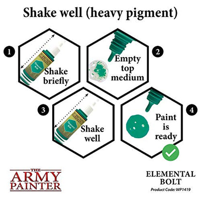 The Army Painter Elemental Bolt Warpaint - Acrylic Non-Toxic Heavily Pigmented Water Based Paint for Tabletop Roleplaying, Boardgames, and Wargames Miniature Model Painting,W60 x L72,WP1419 - color: Elemental Bolt