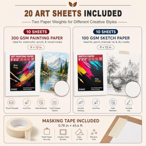 24.9"x17.3" Beechwood Tabletop Easel with Paint and Sketch Papers,Mask Tape | Extra Large Adjustable Art Easel Stand, Drawing Board for Painting, Sketching and Diamond Art - style: A2