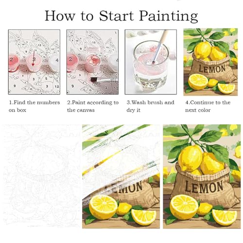 ZRIZQ Landscape Paint by Numbers Kit for Adults Beginner,Lemon,16x20 | Full set with wooden brushes,rolled canvas,rich paints.Calming activity.Beginner friendly.Just open and paint. - color: 16"X20"Rolled Canvas(Frameless)-Landscape 16