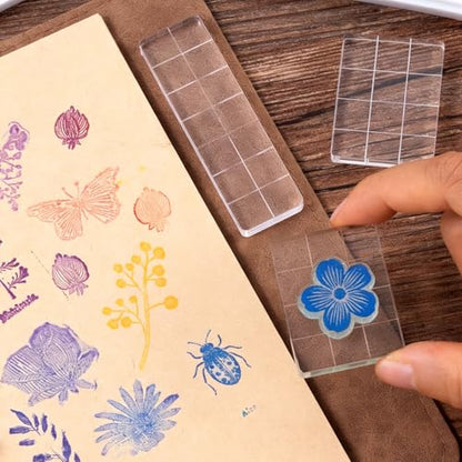 PATIKIL Acrylic Stamp Block, 15 Pack Stamping Block Square Shape with Grid Lines Decorative Mounting Blocks Set for Scrapbooking DIY Crafts Card Making, 1.22" x 1.22" - size: 1.22" x 1.22"