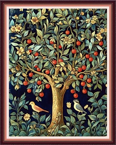 Fanxvivy Stamped Cross Stitch Kits for Beginners Full Range of Cross Stitching Preprinted Embroidery Kits for Adults, 11CT Embroidery Pattern Needlepoint Kits-Birds and Trees 16x20 inch - color: Artdesign29