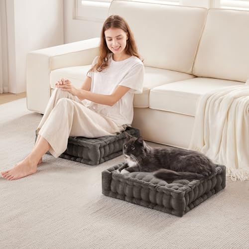 Intelligent Design Floor Pillow Meditation Cushion, 20x20 Charcoal - color: Charcoal