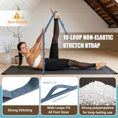 Slant Board Calf Stretch with Stretch Strap, 300 lb Portable Incline Board