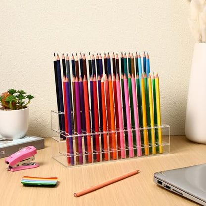 Cabilock 48-Slot Acrylic Pen Display Stand, Marker and Brush Organizer, Pen Holder, Makeup Eyebrow Art Brush Rack for Home Office Desk School