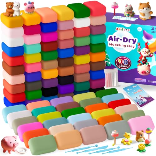 ARTPAR Air Dry Clay for Kids,90 Colors Modeling Magic Clay Bulk Kit | Colorful Molding Clay Sculpting Set,Soft & Non-Sticky,DIY Classroom Activities,Fun Art & Crafts Gifts for Boys & Girls 3-12Y - color: 90 Colors