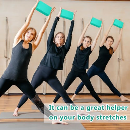 Honoson 20 Pcs Yoga Blocks Bulk 9''x6''x3'' High Density EVA Foam Blocks for Exercise Pilates Meditation, Lightweight Non-slip Surface, Improve Strength Balance Flexibility - color: Teal