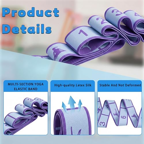 2PCS Elastic Yoga Stretching Strap with 12 Loops Stretch Resistance Exercise Bands for Yoga,Pilates,Dance,Rhythmic Gymnastics,Physical Therapy,Ballet Couple Style